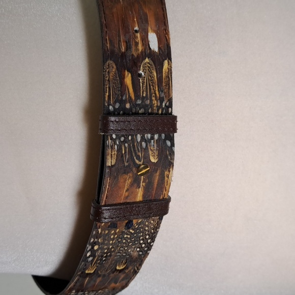 Peacock Feather Vintage 80’s Belt Gold Tone Clasp Genuine Peacock Adjustable - Picture 5 of 10